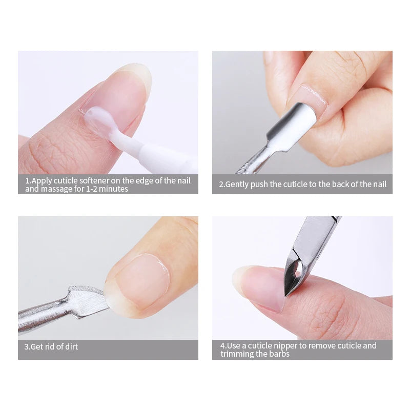 Dead Skin Push Remover For Pedicure Manicure 1pcs Double-ended Stainless Steel Cuticle Pusher  Nail Art Cleaner Care Tool