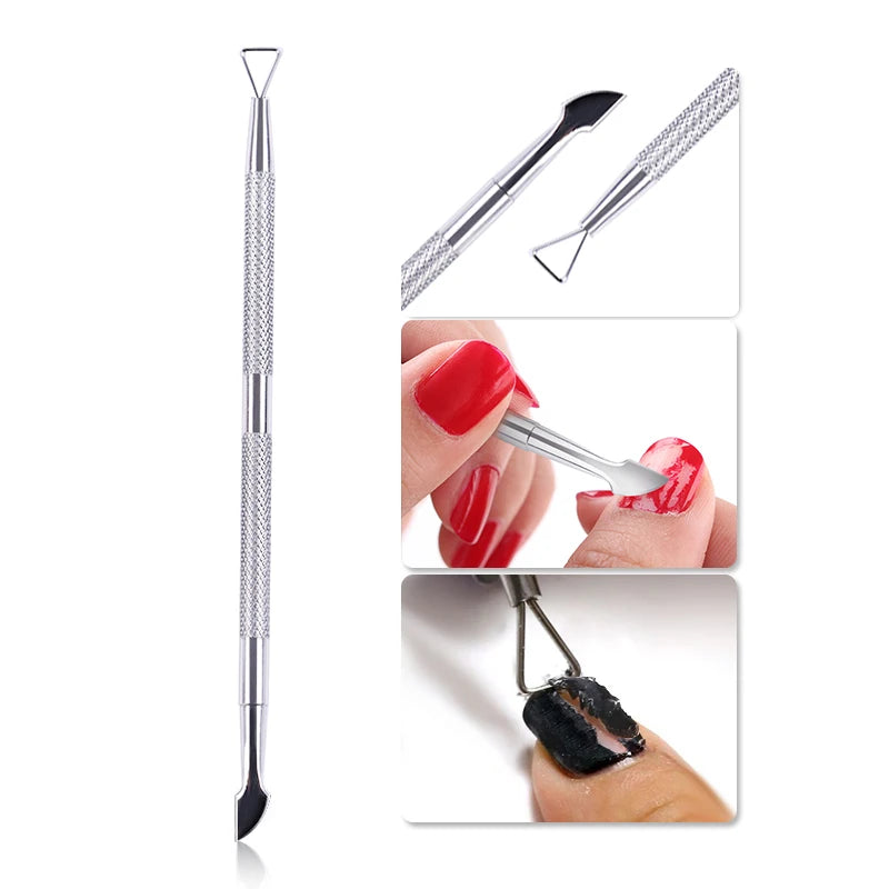 Dead Skin Push Remover For Pedicure Manicure 1pcs Double-ended Stainless Steel Cuticle Pusher  Nail Art Cleaner Care Tool