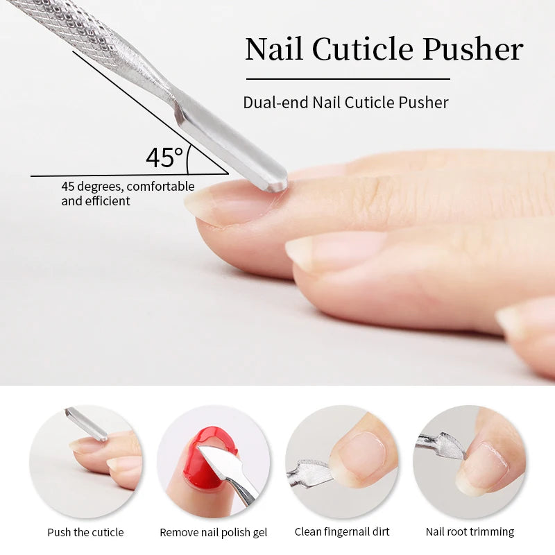 Dead Skin Push Remover For Pedicure Manicure 1pcs Double-ended Stainless Steel Cuticle Pusher  Nail Art Cleaner Care Tool