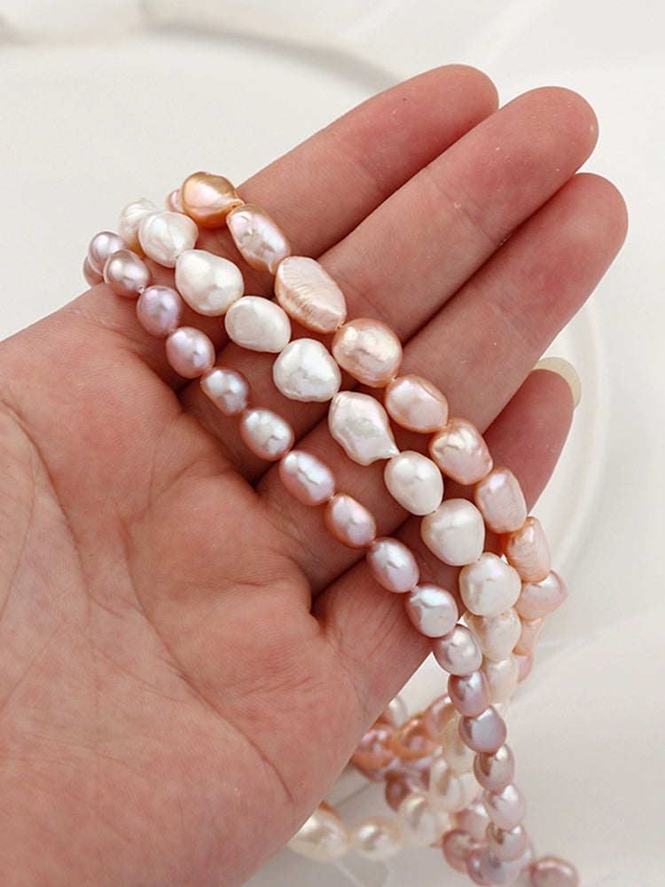 Natural Freshwater Beads | japonica Rice Beads Nearly Loose round Beads Handmade DIY Bracelet Beads of Necklace Materials Accessories