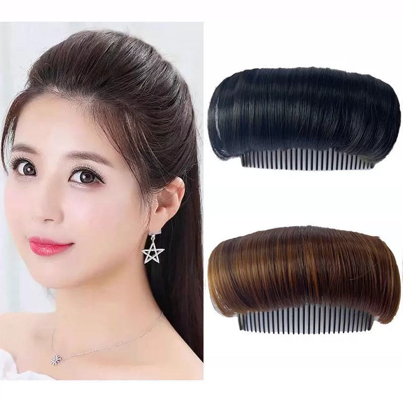 High Skull Top Cushion Hair Comb Wig  | Female Hair Band Hair Fluffy Implement Imitation Full Real Sofa Cushion Hair Root Artifact for a Lazy Ear Hanging