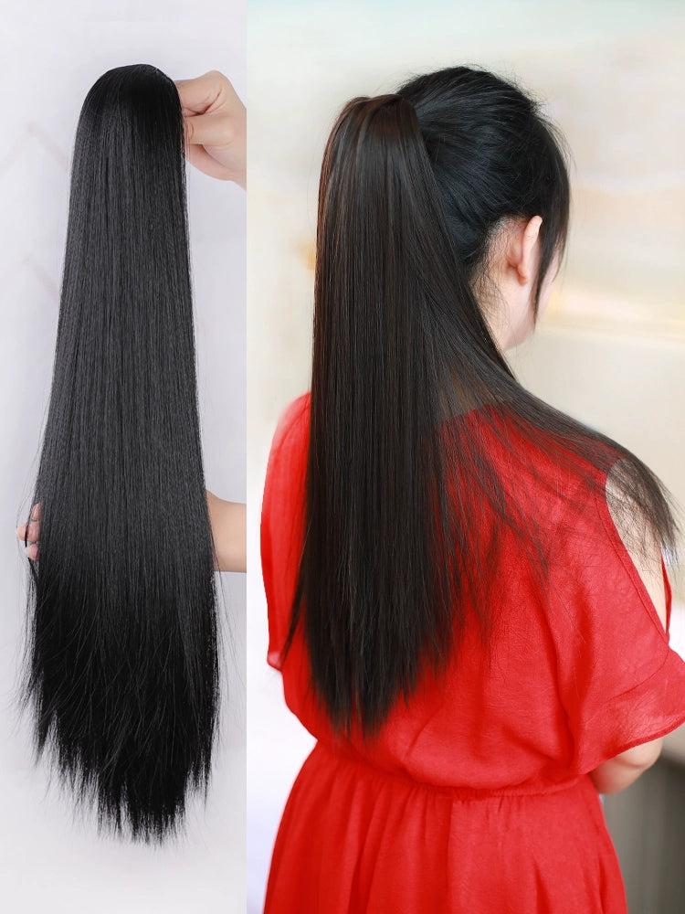 Chinese Ancient Style Wig Ponytail Grip Bun Cos Film and Television Ancient Costume High Ponytail Female Long Straight Hair Braid Hair Tail Artificial Hair | Hair Extention