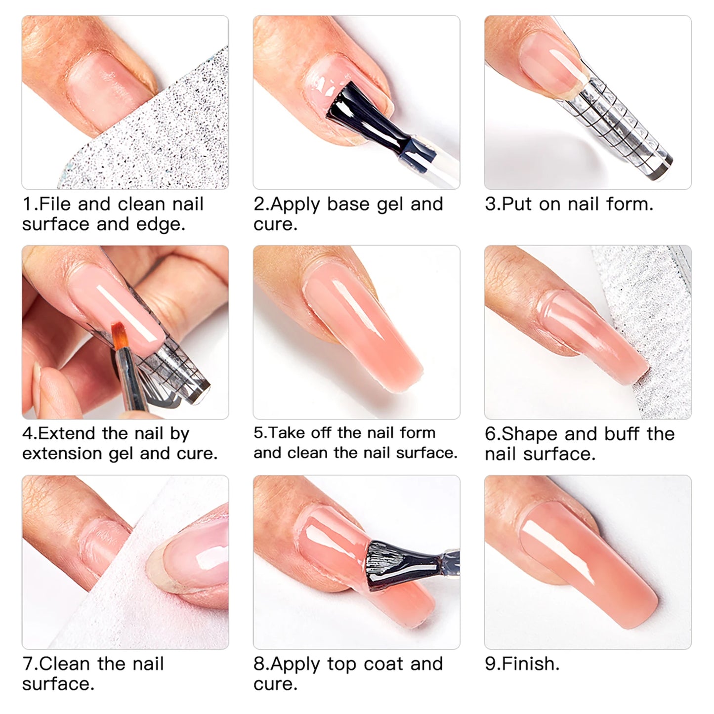 MEET ACROSS 8ML Quick Extension Nail Gel Vernis Nude Semi Permanent Nails Art For Manicure Tools