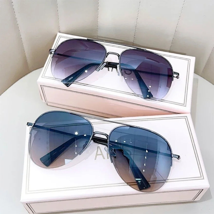 Gradient Sunglasses for Men Big Frame Pilot Sun Glasses Design Anti-reflective UV400 (No Box)