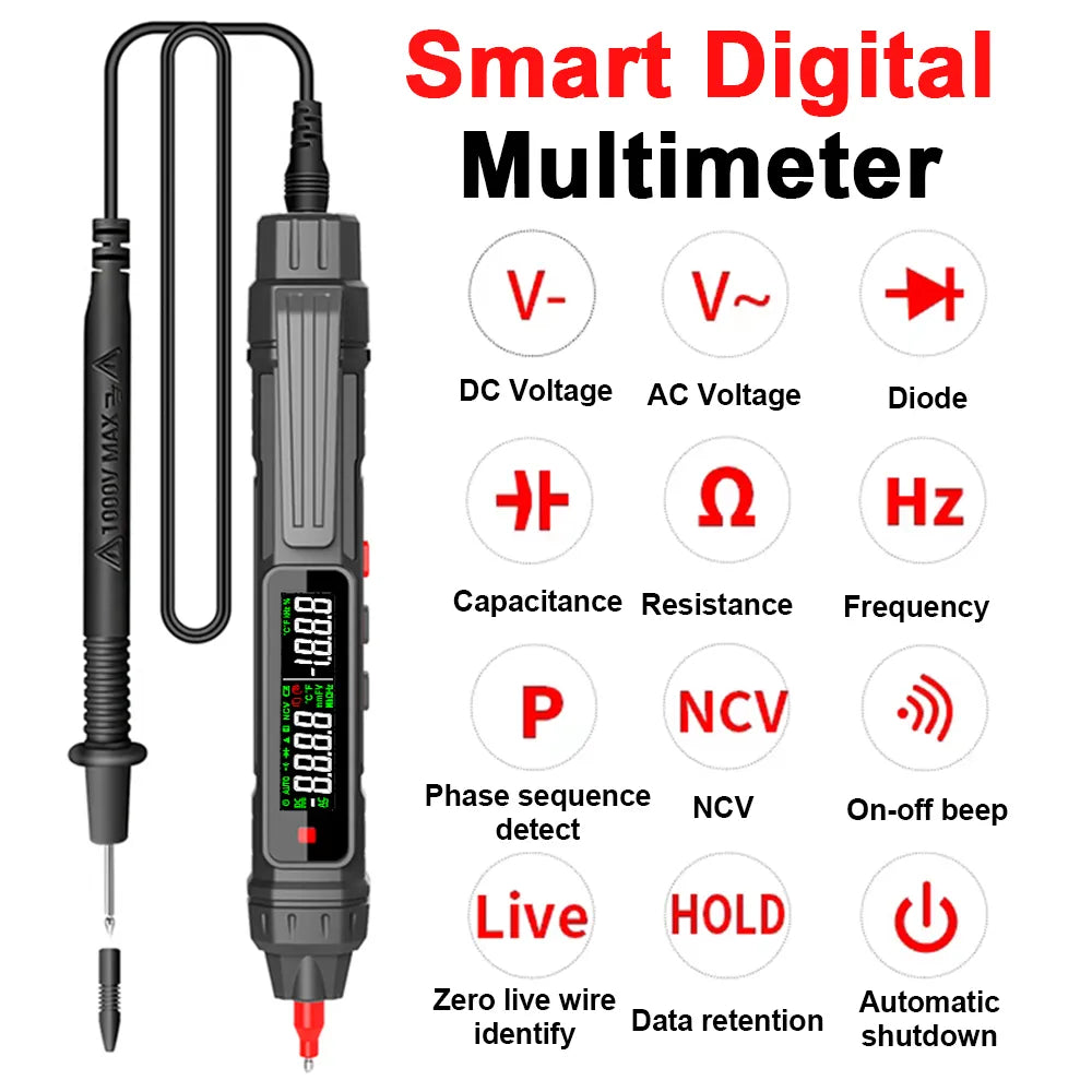 Digital Multimeter | Smart Digital Multimeter 6000 Counts Non Contact High Precision Voltage Detector Digital Multimeter Pen Tester