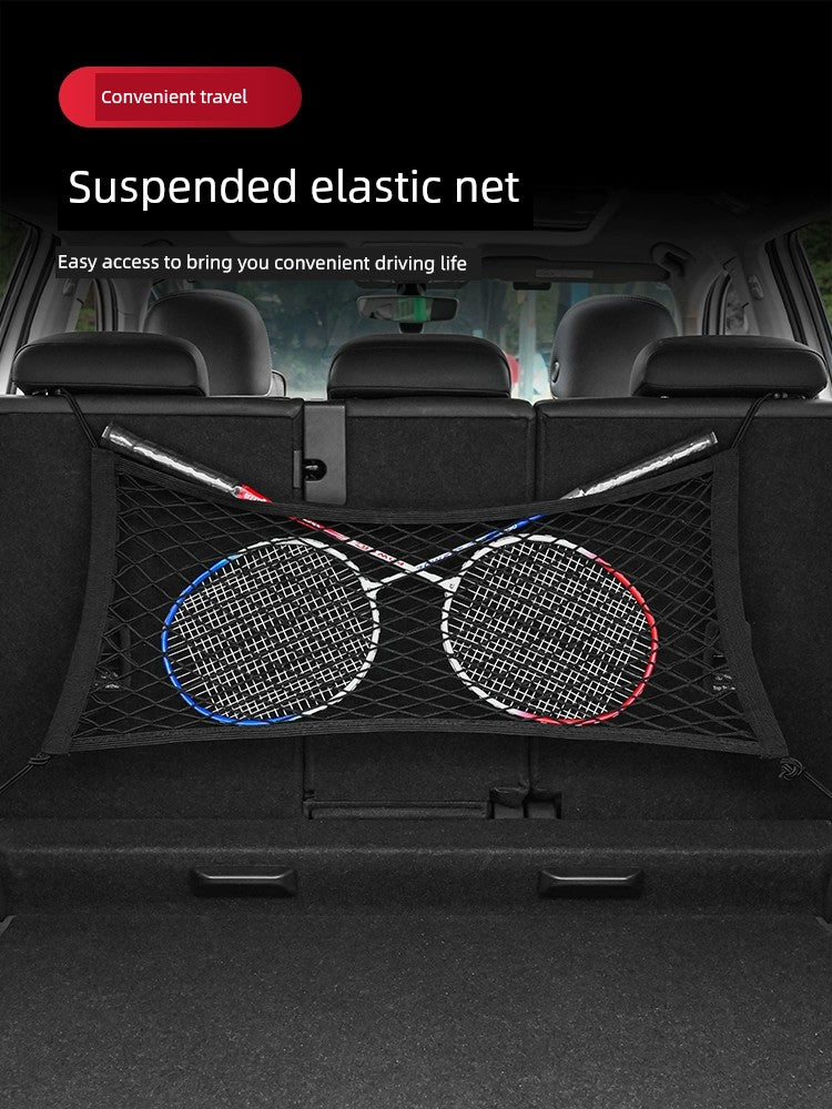 Car Trunk Storage Net Bag Luggage Storage Box Non Slip Fixed Elastic Net Car Finishing Box Storage