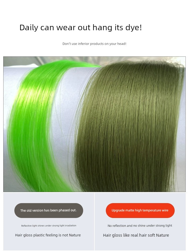 Short Hair Highlighting Wig | Ear-Hanging Hair Dyeing Piece Set One Piece Color Wig Strip Blue Bleaching and Dyeing Naturally Invisible Hair Extension