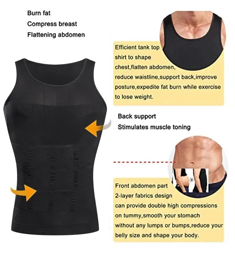 YBFDO Men Body Shaper Slimming Compression Vest Seamless Weight Loss Shapewear