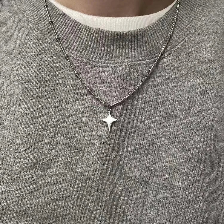 Simple Trendy Star Hollow Choker Pendant Neck Jewelry Accessories Women Men's Fashion Party Chain Necklace