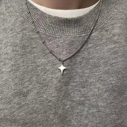 Simple Trendy Star Hollow Choker Pendant Neck Jewelry Accessories Women Men's Fashion Party Chain Necklace