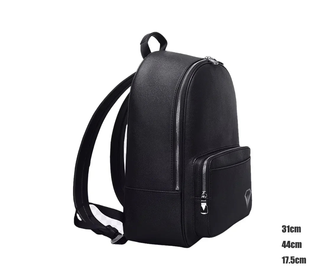 Men PU Leather Travel Bagpack Large Laptop Waterproof Backpacks Male Schoolbag For Teenagers Boys Business Bags Black