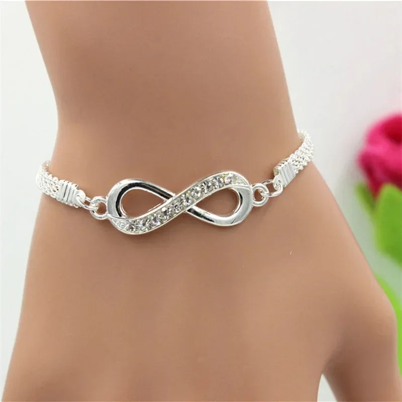 Rhinestone Infinity Bracelet Men's Women's Jewelry 8 Number Pendant Charm Blange Couple Bracelets Portable Unique style Bracelet