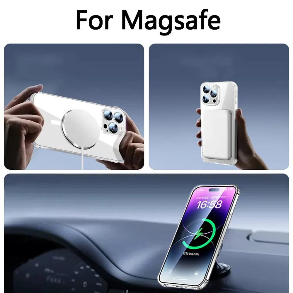 Original Magnetism Cover Magsafe Case iPhone Clear Acrylic Silicon Magnet Case