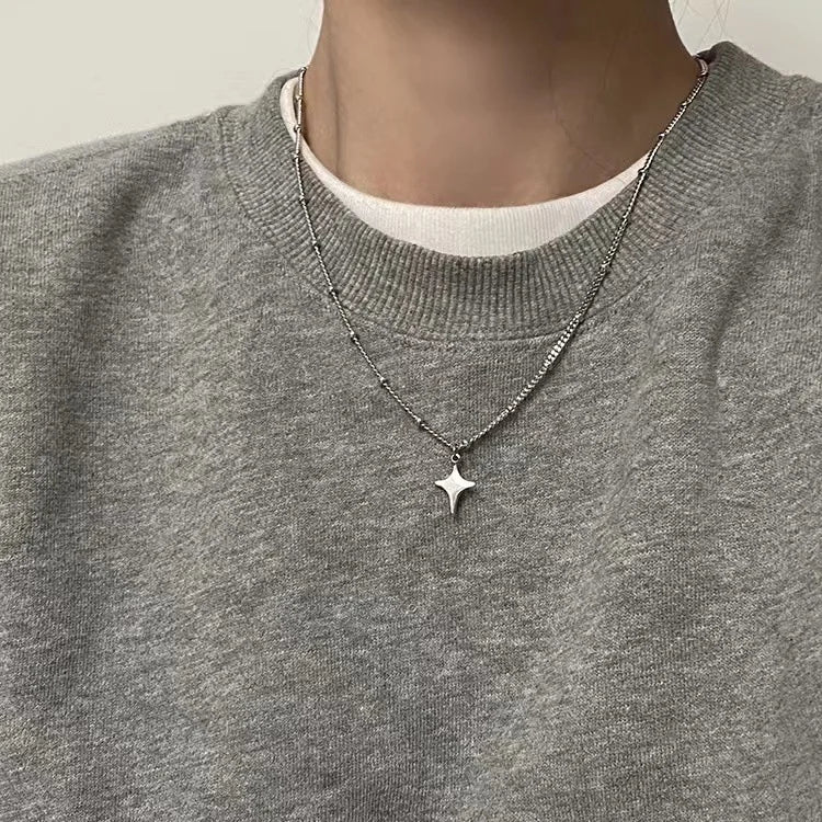 Simple Trendy Star Hollow Choker Pendant Neck Jewelry Accessories Women Men's Fashion Party Chain Necklace