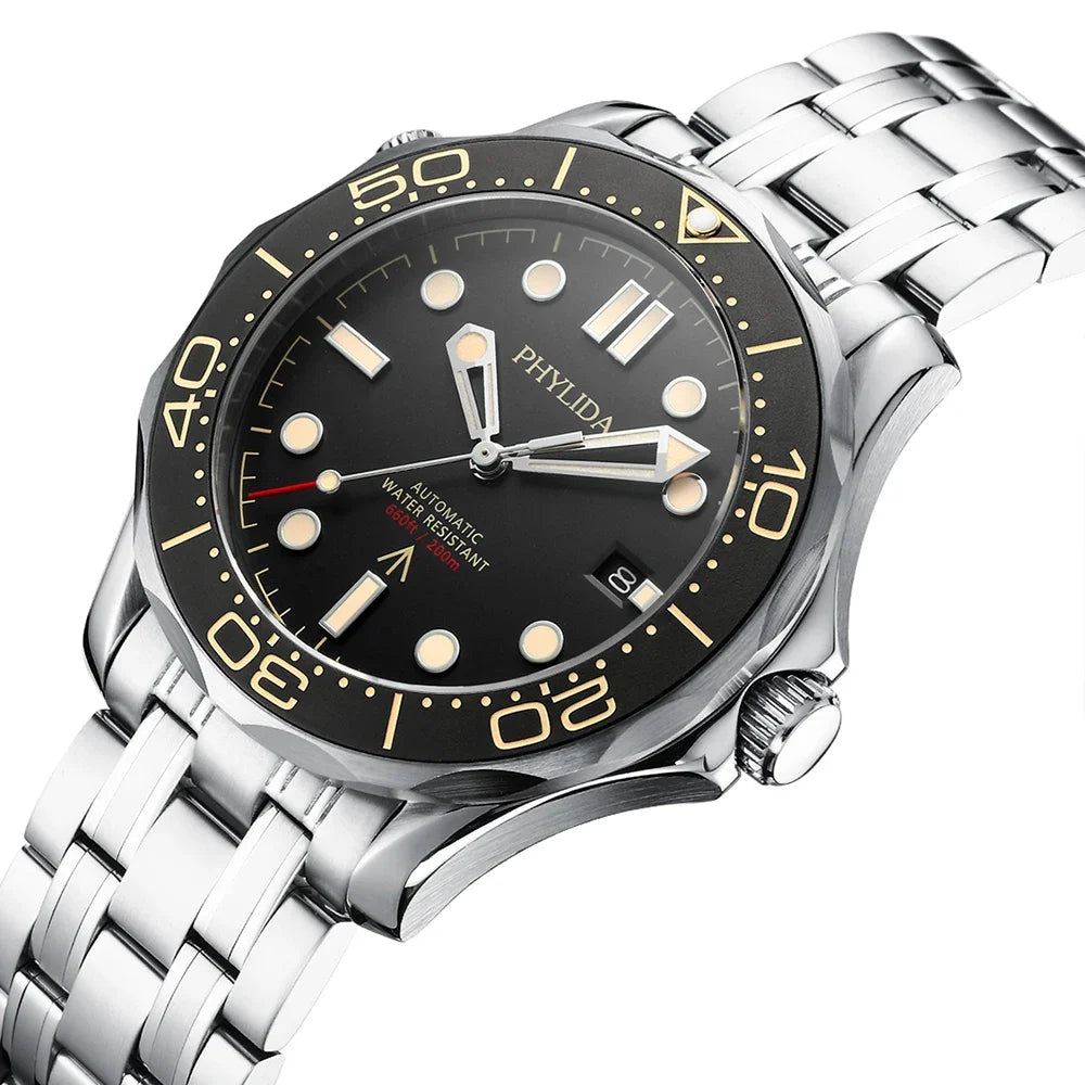 Black Dial PT5000 MIYOTA Automatic Watch DIVER 200M 007 NTTD Style Sapphire Crystal Solid Bracelet Waterproof 20Bar